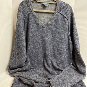 Tommy Bahama reversible sweater cotton wool blend XL tall blue grey v neck
